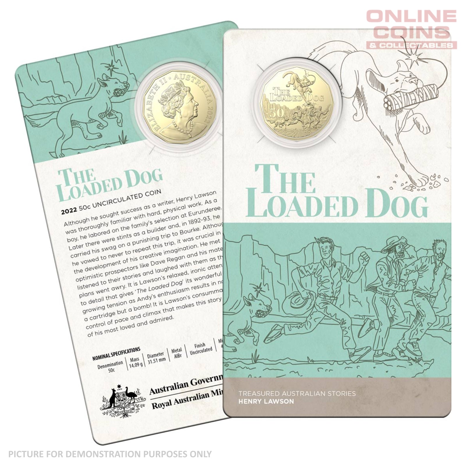 2022 50c AlBr Uncirculated Carded Coin - The Loaded Dog